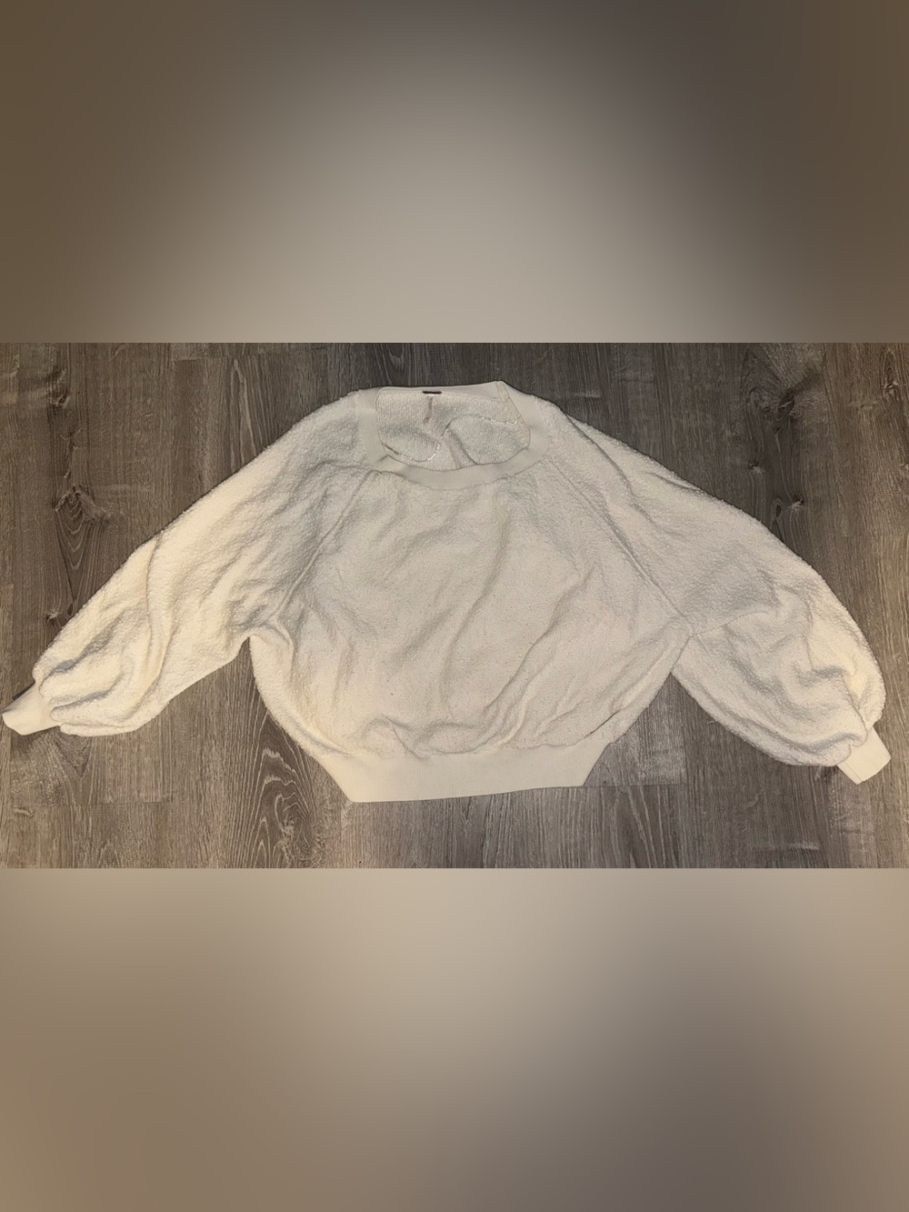 Free People Cream Bubble Sleeve Sweater